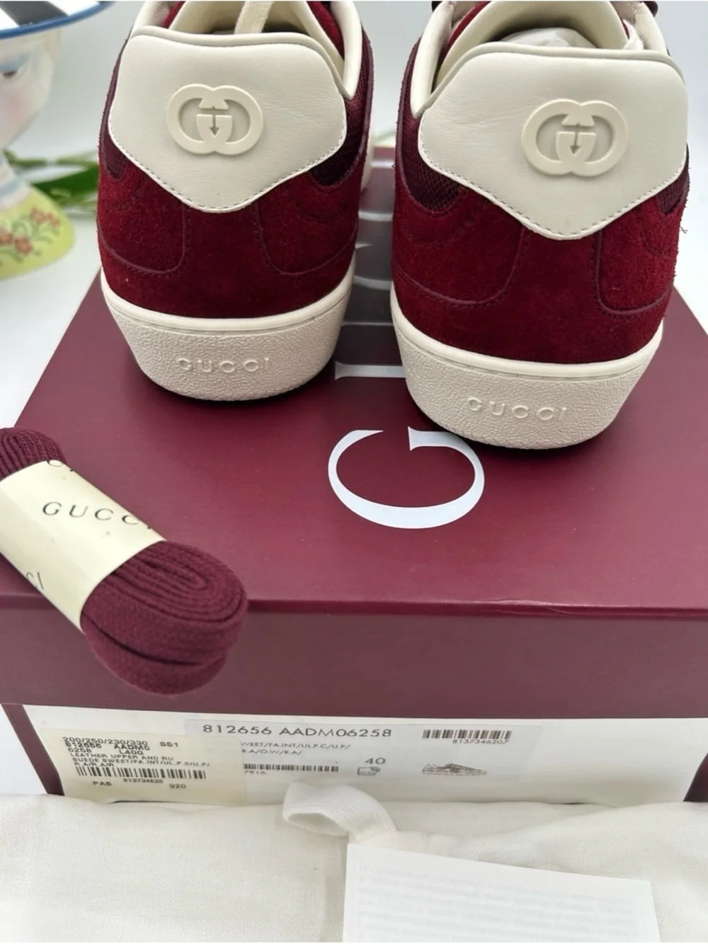 Women's Gucci interlocking G suede/mesh sneakers size 40/10 US made in Italy